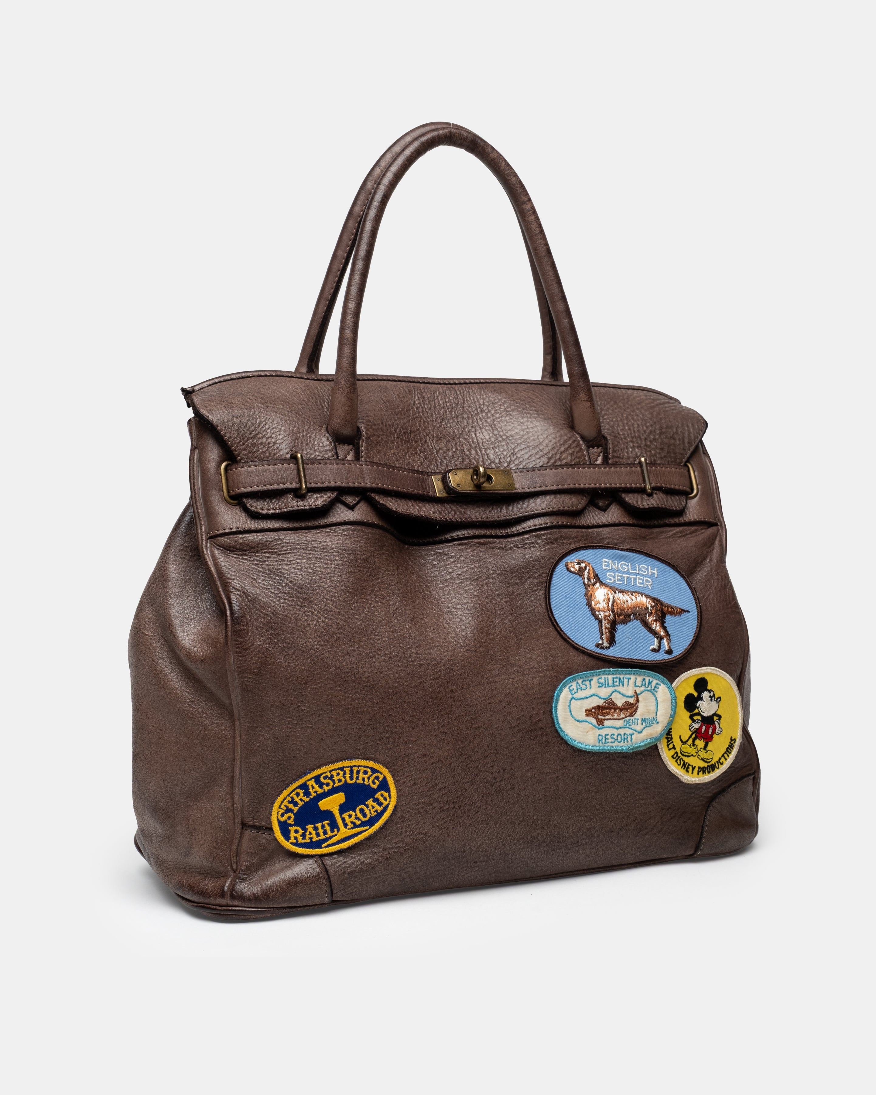 Artisanal Patched Washed Calf Shoulder Bag