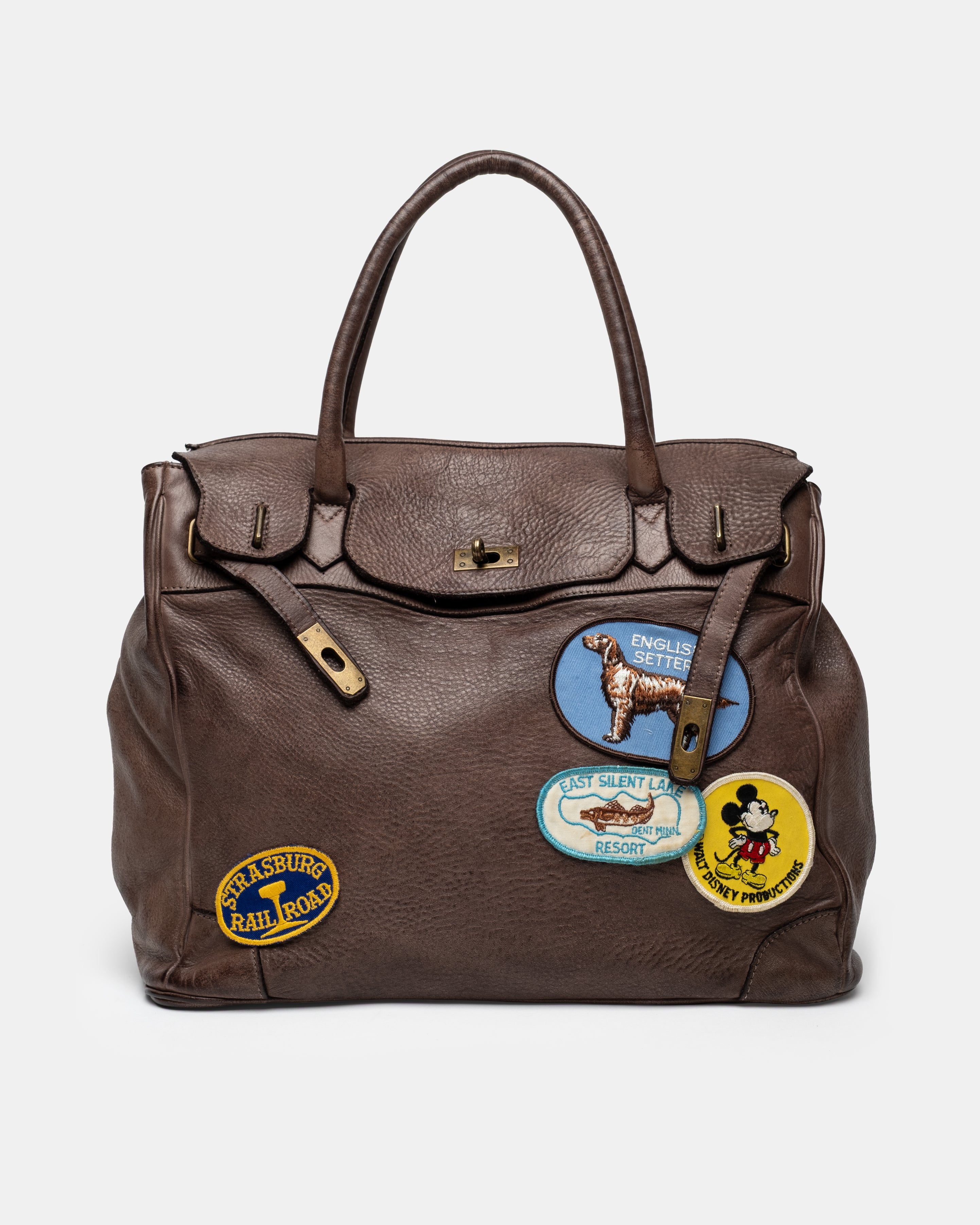Artisanal Patched Washed Calf Shoulder Bag