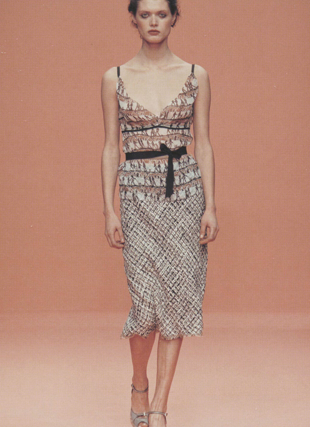 Prada Voile-trimmed bouclé Skirt - A/W 2000