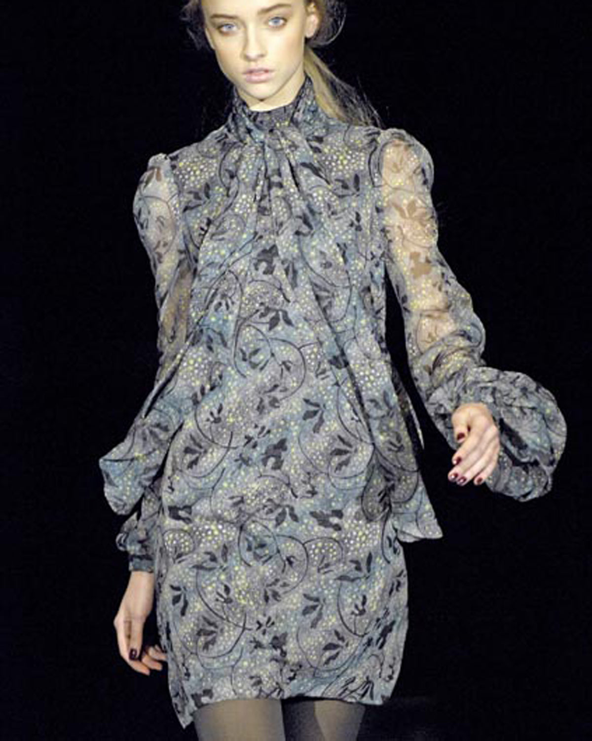 Biba by Bella Freud - Pussy Bow Silk Mini Dress - A/W 2007 - IT 38